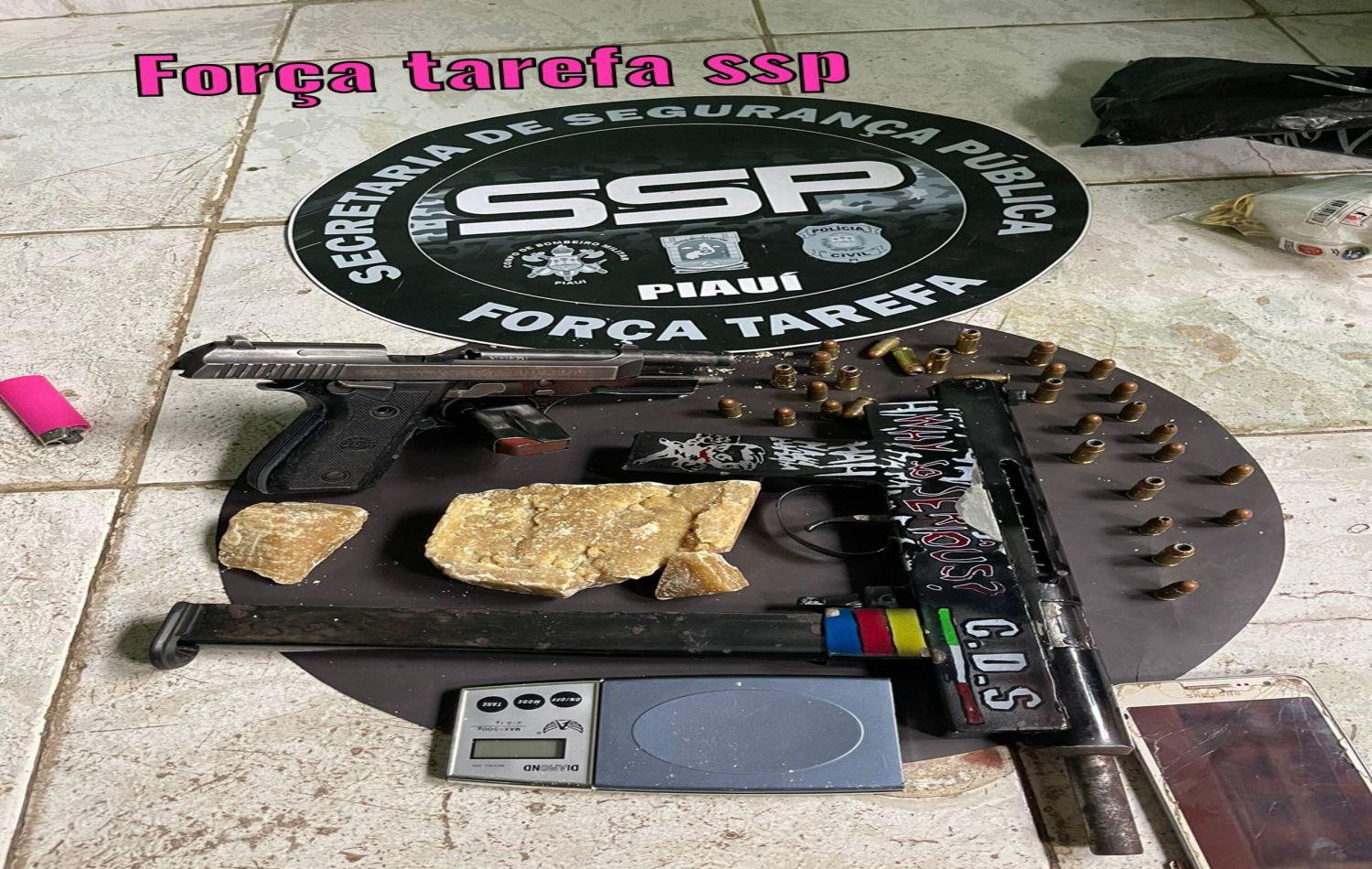 Força Tarefa prende casal com submetralhadora, pistola e drogas em Teresina