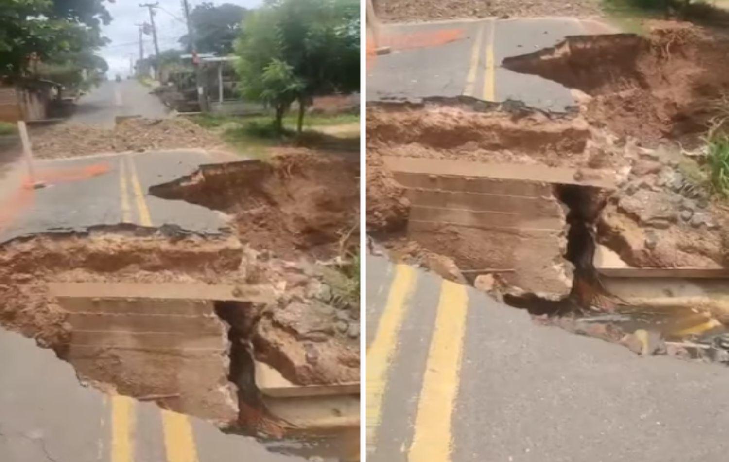 Cratera se abre na zona Leste de Teresina e isola moradores